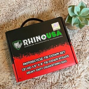 Rhino USA Motorcycle Tie-Down Set 2 HD 1.5" x 8' Tie-Down Straps with Bag